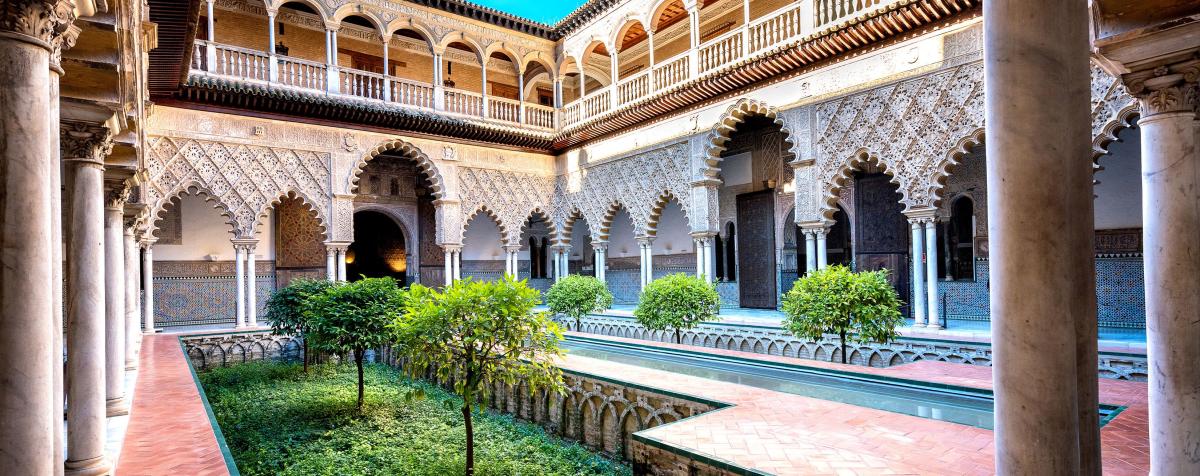 Inside photo from an open air courtyard